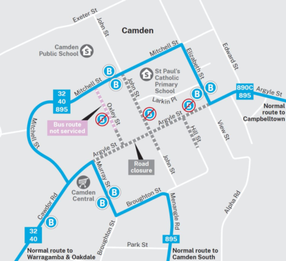 Camden Map of road closures and detour route